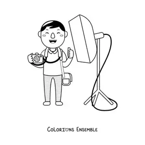 Image à colorier d'un photographe professionnel animé