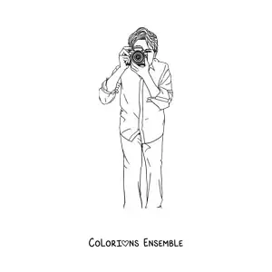 Image à colorier d'un homme photographe réaliste
