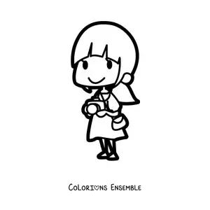 Image à colorier d'une fille photographe kawaii