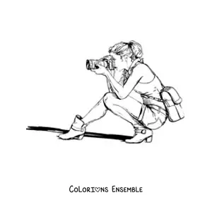 Image à colorier d'une fille photographe réaliste