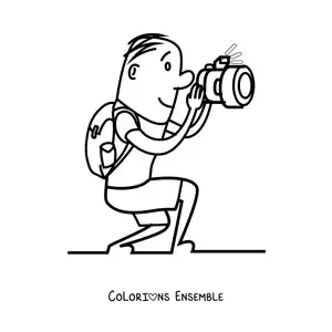 Image à colorier d'une caricature de photographe