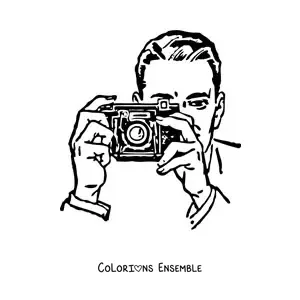 Image à colorier d'un homme prenant une photo avec un appareil photo