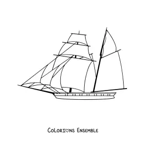 Image à colorier d'un voilier
