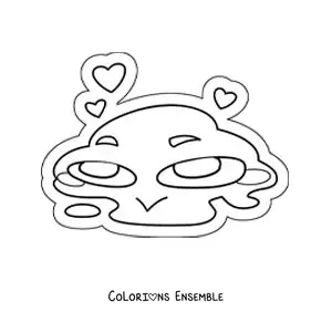 Image à colorier d'un emoji qui fond d'amour