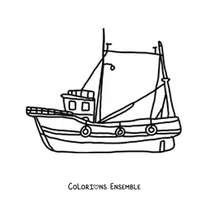 Image à colorier d'un voilier