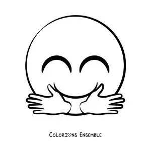 Image à colorier d'un emoji qui fait un câlin