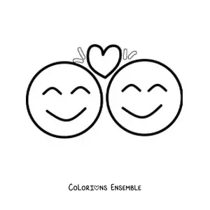 Image à colorier d'un emoji de deux personnes amoureuses