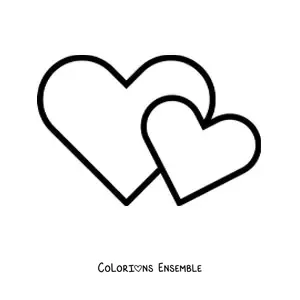 Image à colorier d'un emoji de deux cœurs réunis