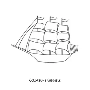 Image à colorier d'un galion