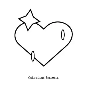 Image à colorier d'un emoji de grand cœur avec des étincelles