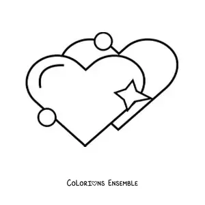 Image à colorier d'un emoji de deux cœurs avec des étincelles