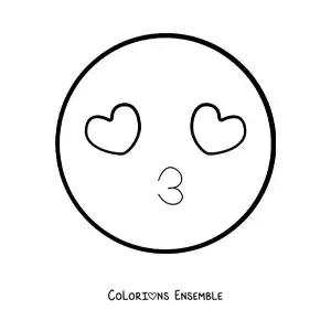Image à colorier d'un grand visage amoureux
