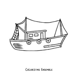 Image à colorier d'un bateau de pêche