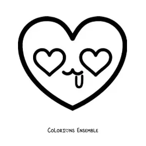 Image à colorier d'un emoji de grand cœur amoureux