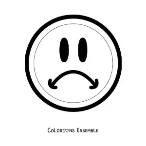 Image à colorier d'un grand visage triste