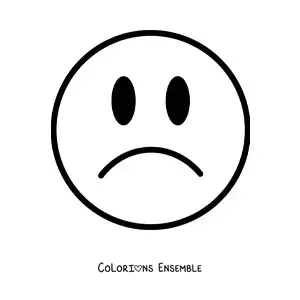 Image à colorier d'un emoji triste, facile