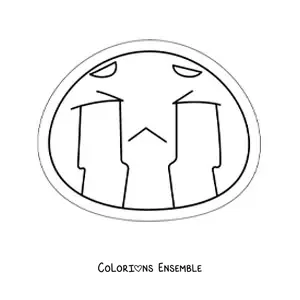 Image à colorier d'un emoji triste kawaii qui pleure