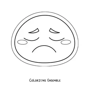 Image à colorier d'un emoji triste kawaii