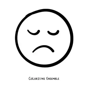 Image à colorier d'un emoji triste, facile