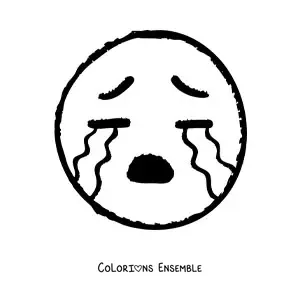 Image à colorier d'un grand emoji qui pleure