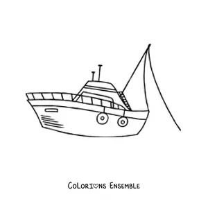 Image à colorier d'un bateau de pêche