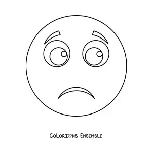 Image à colorier d'un dessin animé d'emoji triste