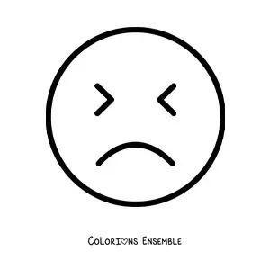Image à colorier d'un emoji de visage triste