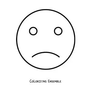 Image à colorier d'un visage triste, facile