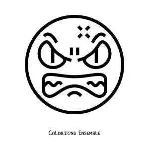 Image à colorier d'un grand emoji en colère