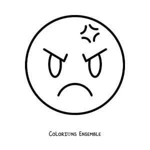 Image à colorier d'un emoji en colère, facile