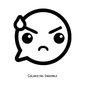 Image à colorier d'un emoji en colère kawaii