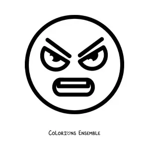 Image à colorier d'un grand visage en colère