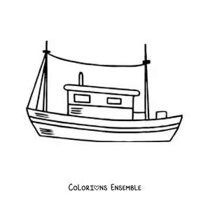 Image à colorier d'un bateau de pêche