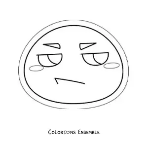 Image à colorier d'un emoji en colère kawaii animé