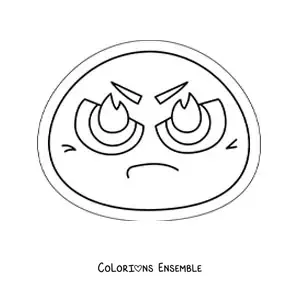 Image à colorier d'une émoticône en colère kawaii animée