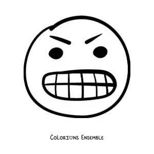 Image à colorier d'un visage furieux, facile