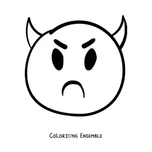 Image à colorier d'un emoji diable en colère