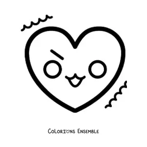 Image à colorier d'un emoji cœur en colère