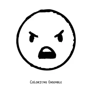 Image à colorier d'une grande émoticône en colère