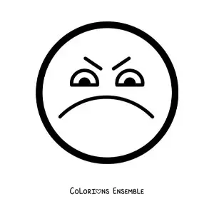 Image à colorier d'un visage en colère