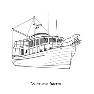 Image à colorier d'un bateau de pêche