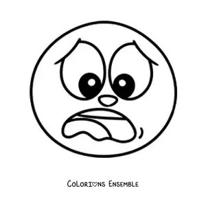 Image à colorier d'un emoji effrayé qui crie