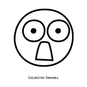 Image à colorier d'un visage effrayé qui crie