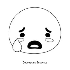 Image à colorier d'un emoji de peur animé