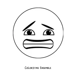 Image à colorier d'un emoji effrayé