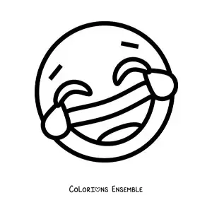 Image à colorier d'un emoji qui rit