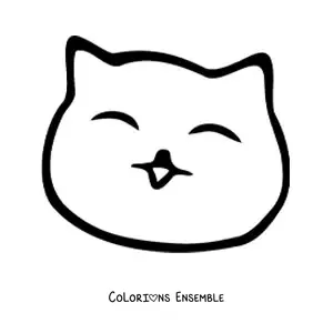 Image à colorier d'un emoji de chat heureux