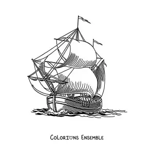 Image à colorier d'un bateau sur la mer
