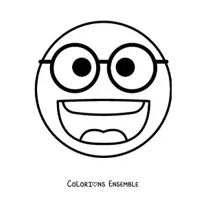 Image à colorier d'un visage heureux avec des lunettes