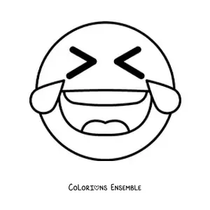 Image à colorier d'un emoji qui rit